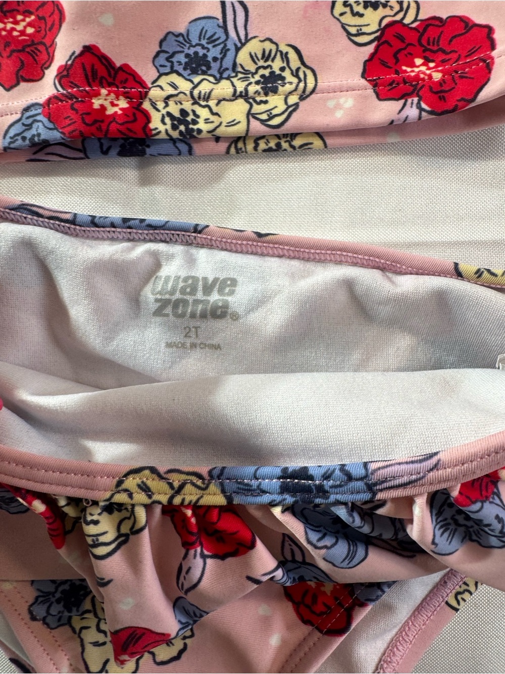 Girls 2T Pink Floral Long-Sleeve Rash Guard Bikini Set - Picture 2 of 4